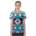 Teal and Plum Geometric Pattern Women s Sport Mesh Tee View1