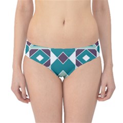 Teal And Plum Geometric Pattern Hipster Bikini Bottoms