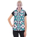 Teal and Plum Geometric Pattern Women s Button Up Vest View1