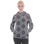 Black And White Pattern Women s Hooded Pullover