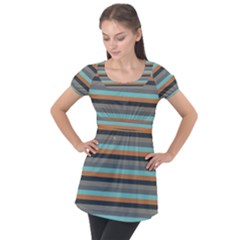 Stripey 10 Puff Sleeve Tunic Top by anthromahe