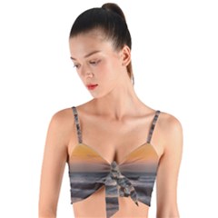 Seascape Sunset At Jericoacoara, Ceara, Brazil Woven Tie Front Bralet by dflcprintsclothing