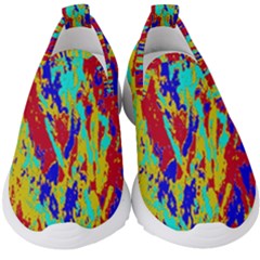 Multicolored Vibran Abstract Textre Print Kids  Slip On Sneakers by dflcprintsclothing