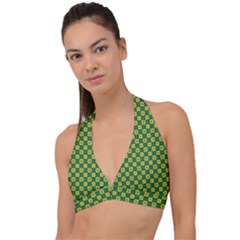 Df Green Domino Halter Plunge Bikini Top by deformigo