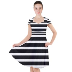 Black & White Stripes Cap Sleeve Midi Dress by anthromahe