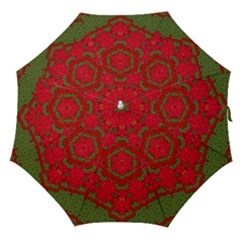 Bloom In Yule  Mandala Season Colors Straight Umbrellas by pepitasart