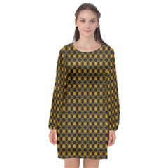 Df Misty Hive Long Sleeve Chiffon Shift Dress  by deformigo