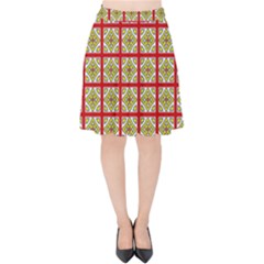 Df Hackberry Grid Velvet High Waist Skirt by deformigo