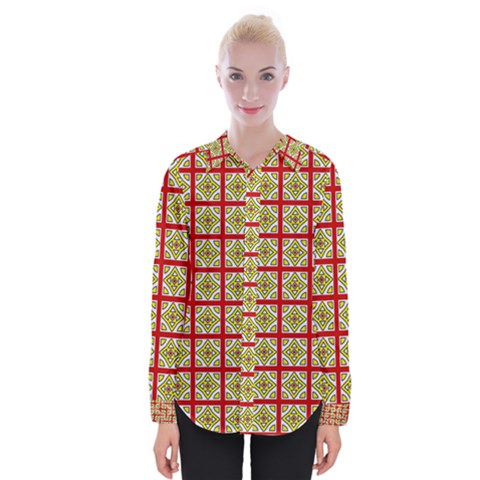 Df Hackberry Grid Womens Long Sleeve Shirt by deformigo