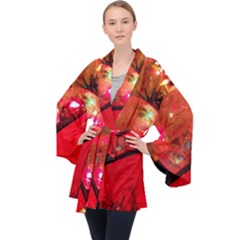 Christmas Tree  1 7 Long Sleeve Velvet Kimono  by bestdesignintheworld