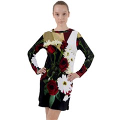 Roses 1 2 Long Sleeve Hoodie Dress