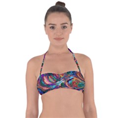 Seamless Abstract Colorful Tile Halter Bandeau Bikini Top