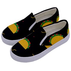 Festive Seamless Pattern With National Taco Food Kids  Canvas Slip Ons by Wegoenart