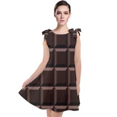 Dark Chocolate Seamless Pattern Sweet Texture Tie Up Tunic Dress by Wegoenart