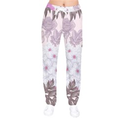 Seamless Pattern With Flowers Roses Peonies Hydrangeas Carnations Women Velvet Drawstring Pants