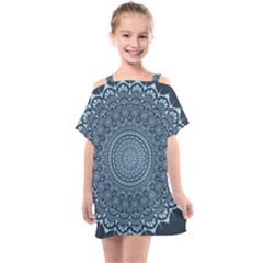 Luxury Mandala With Golden Arabesque Pattern Arabic Islamic East Style Kids  One Piece Chiffon Dress by Wegoenart