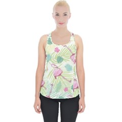 Beautiful Seamless Vector Tropical Pattern Background With Flamingo Hibiscus Piece Up Tank Top by Wegoenart