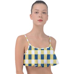 Diagonal Checkered Plaid Seamless Pattern Frill Bikini Top