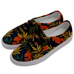 Fashionable Seamless Tropical Pattern With Bright Green Blue Plants Leaves Men s Classic Low Top Sneakers by Wegoenart