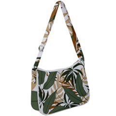 Botanical Seamless Tropical Pattern With Bright Green Yellow Plants Leaves Zip Up Shoulder Bag