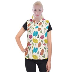 Pattern With Paper Tulips Women s Button Up Vest