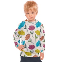 Pattern With Paper Tulips Kids  Hooded Pullover