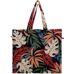 Fashionable Seamless Tropical Pattern With Bright Pink Yellow Plants Leaves Canvas Travel Bag by Wegoenart