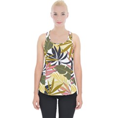 Fashionable Seamless Tropical Pattern With Bright Pink Green Flowers Piece Up Tank Top by Wegoenart