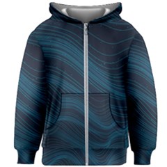 Abstract Glowing Blue Wave Lines Pattern With Particles Elements Dark Background Kids  Zipper Hoodie Without Drawstring by Wegoenart