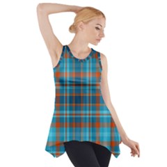 Tartan Scotland Seamless Plaid Pattern Vintage Check Color Square Geometric Texture Side Drop Tank Tunic by Wegoenart