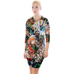 Lilies In A Vase 1 2 Quarter Sleeve Hood Bodycon Dress by bestdesignintheworld