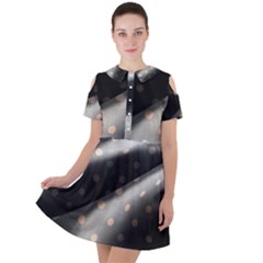 Polka Dots 1 1 Short Sleeve Shoulder Cut Out Dress  by bestdesignintheworld