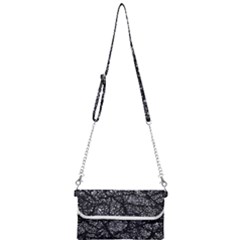 Black And White Dark Abstract Texture Print Mini Crossbody Handbag by dflcprintsclothing