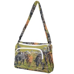 Cows At Countryside, Maldonado Department, Uruguay Front Pocket Crossbody Bag by dflcprints
