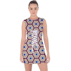 Tiriddo Lace Up Front Bodycon Dress by deformigo