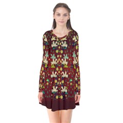 Happy Birds In Freedom And Peace Long Sleeve V-neck Flare Dress by pepitasart