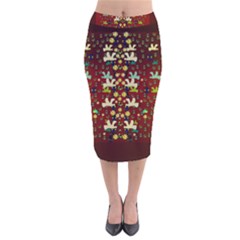 Happy Birds In Freedom And Peace Velvet Midi Pencil Skirt by pepitasart