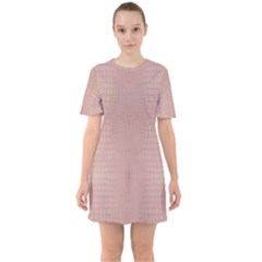 Pink Alligator Print Sixties Short Sleeve Mini Dress by LoolyElzayat