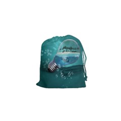 Awesome Light Bulb With Tropical Island Drawstring Pouch (xs) by FantasyWorld7