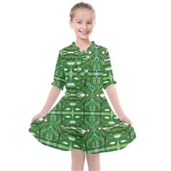 My Paint My Pallet Brocade Green Scarabs Kids  All Frills Chiffon Dress by ScottFreeArt