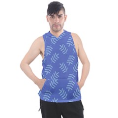 Leaves Ferns Blue Pattern Men s Sleeveless Hoodie