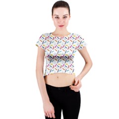 Sprinkles Flat Design Patter Food Crew Neck Crop Top by Vaneshart