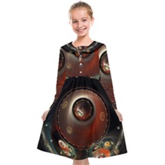 Pattern Background Swinging Design Kids  Midi Sailor Dress