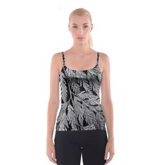 Fern Leaves Foliage Black And White Spaghetti Strap Top by Vaneshart