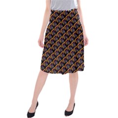 Abstract Orange Geometric Pattern Midi Beach Skirt by Vaneshart