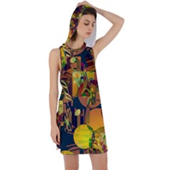 Background Abstract Texture Pattern Racer Back Hoodie Dress