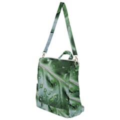 Green Wet Rain Water Drops Plant Crossbody Backpack by Vaneshart