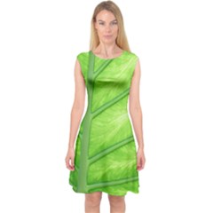 Green Bright Digital Manipulation Capsleeve Midi Dress by Vaneshart