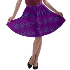 Metal Flower In Fauna Pop Art A-line Skater Skirt by pepitasart