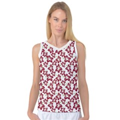 Cute Flowers - Carmine Red White Women s Basketball Tank Top by FashionBoulevard